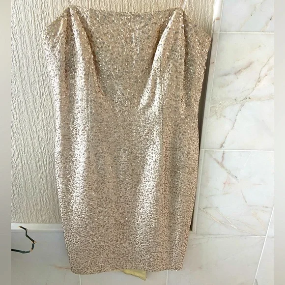 David Meister Dresses | Gold Sequin Strapless Dress | Color: Gold | Size: 8 | Skonjkav's Closet